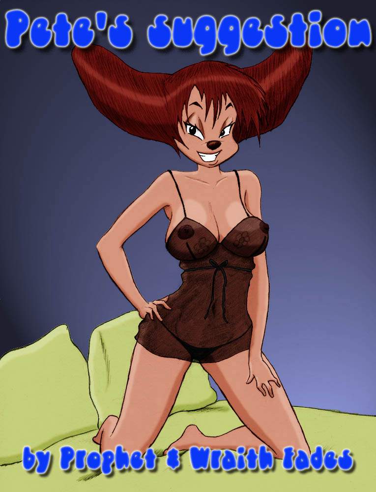 anthro bed brown_hair canine cleavage clothes colored disney dog female female_only front_view goof_troop hair kneeling nipples peg_pete pillow prophet solo tagme wraith_fades