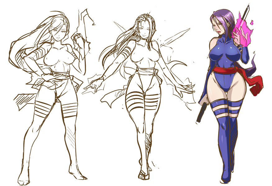 betsy_braddock big_breasts blue_elbow_gloves blue_leotard blue_thighhighs butcha-u clothed clothed_female elbow_gloves elizabeth_braddock energy eroquis female female_only holding_sword katana kwannon leotard long_hair marvel ninja pink_energy psylocke purple_hair red_lipstick red_sash reference_sheet sash sketch skin_tight solo standing straight_hair sword thick_thighs thighhighs thong_leotard white_background wide_hips x-men