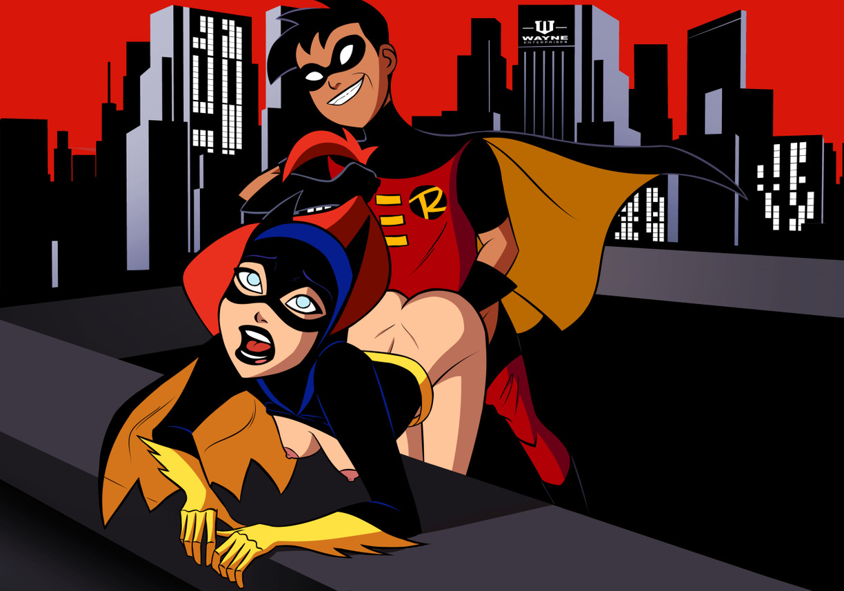 all fours, ass, barbara gordon, batgirl, batgirl (barbara gordon), batgirl (the new batman adventures), batman (series), batman: the animated series, blue eyes, breasts, cowl, dc, dc comics, dcau, doggy style, domino mask, female, from behind, hair grab, happy, long hair, male, mistermultiverse, nipples, older female, older female and younger male, orange hair, partially clothed, pleasure face, robin (dc), robin (the new batman adventures), sex, the new batman adventures, tim drake (dcau)