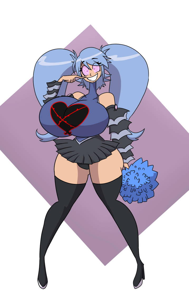 1girls, aqua (kingdom hearts), bimbo, bimbofication, blue hair, breasts, cheerleader, da-fuze, disney, enemy conversion, female, female only, heartless, huge breasts, hypnosis, kingdom hearts, massive breasts, pigtails, skirt, smile, smiling, solo, square enix, thighhighs, twintails