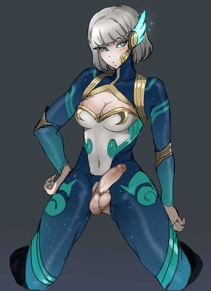 1futa a_go ago alternate_costume balls bangs bodysuit breasts cleavage cleavage_cutout clothed clothing crotchless d.va erection futa_only futanari huge_cock human light-skinned_futanari light_skin mostly_clothed navel overwatch overwatch_2 overwatch_league pacific_d.va pale_skin penis solo testicles uncensored white_hair