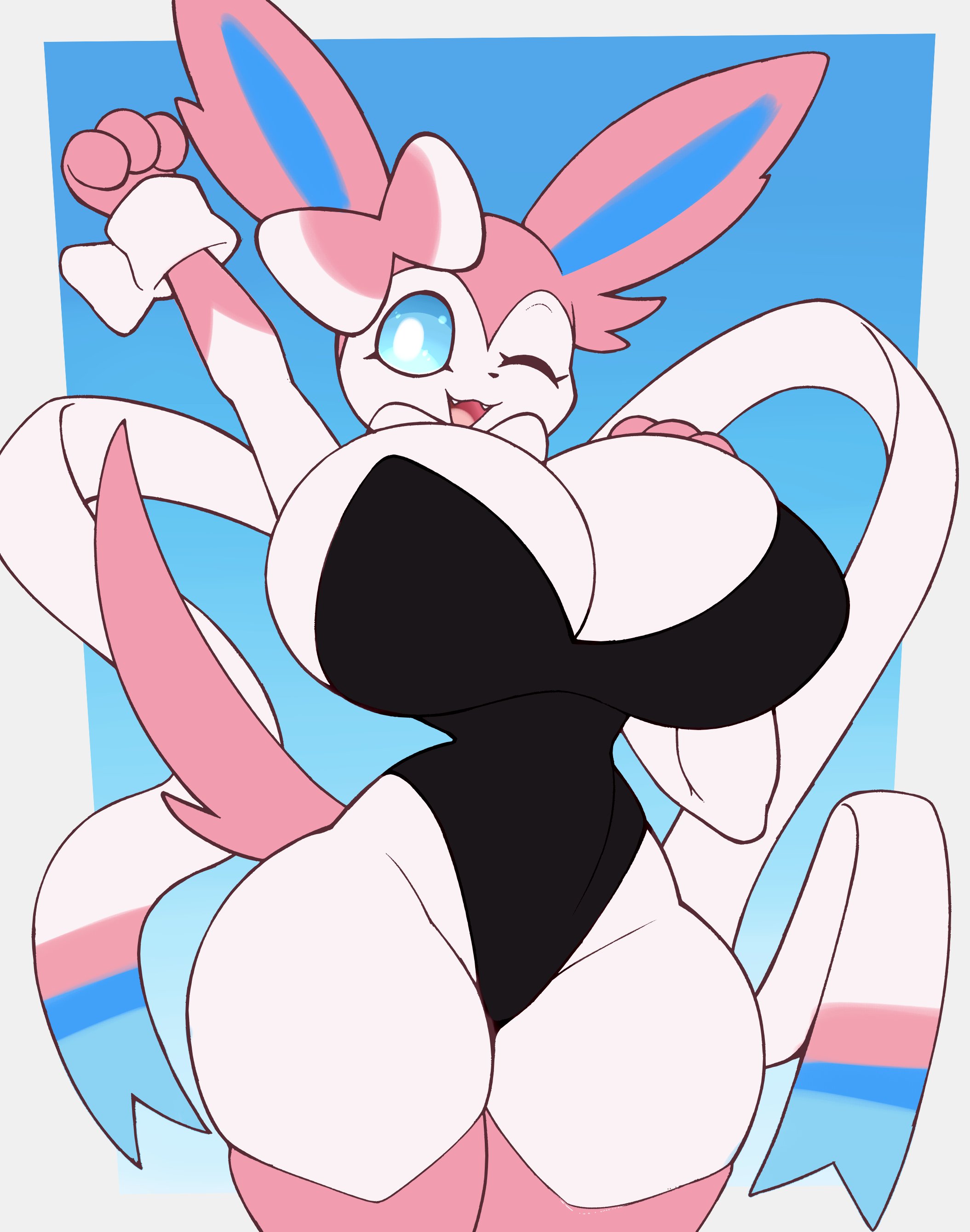 1female, 1females, 1girl, 1girls, 2026, female, female only, fromariels, only female, pink ears, pokemon, pokemon (species), sylveon, sylveon (pokemon), twitter, white body, white skin