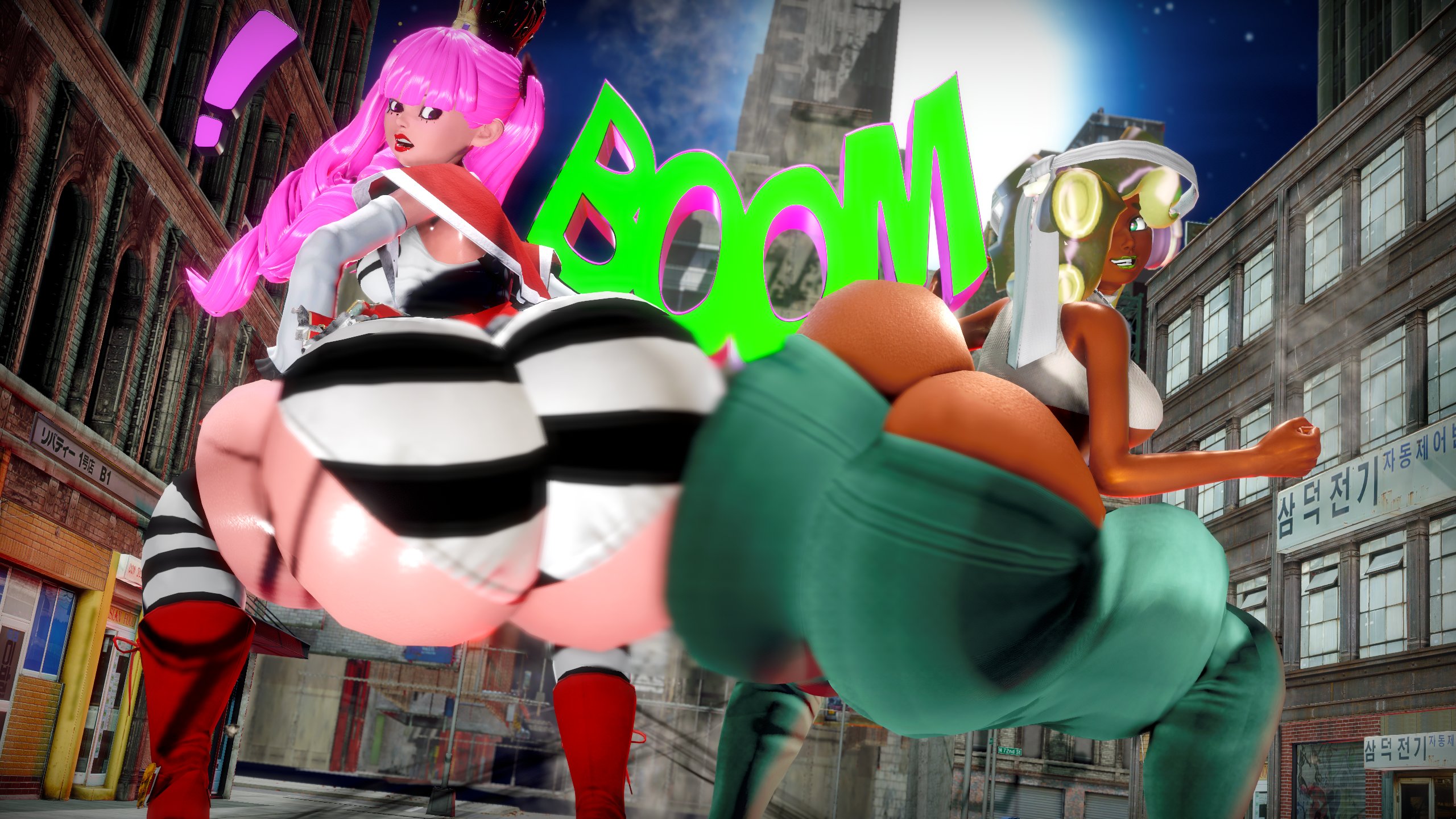 3d, ass, ass cleavage, ass crack, ass expansion, ass to ass, big ass, big butt, bottom heavy, breasts, bubble ass, bubble butt, butt bump, butt crack, cephalopod, cephalopod humanoid, crossover, dark skin, dark-skinned female, fat ass, fat butt, female, female only, green eyes, headphones, honey select, huge ass, huge butt, hyper, hyper ass, large ass, large butt, light skin, light-skinned female, lipstick, looking back, marina (splatoon), massive ass, massive butt, mollusk, mollusk humanoid, nintendo, octoling, octoling girl, one piece, pale skin, pale-skinned female, panties, perona, prevence, shounen jump, smooth skin, splatoon, splatoon 2, tentacle hair, thick ass, thick thighs, tight pants, twintails, wide hips