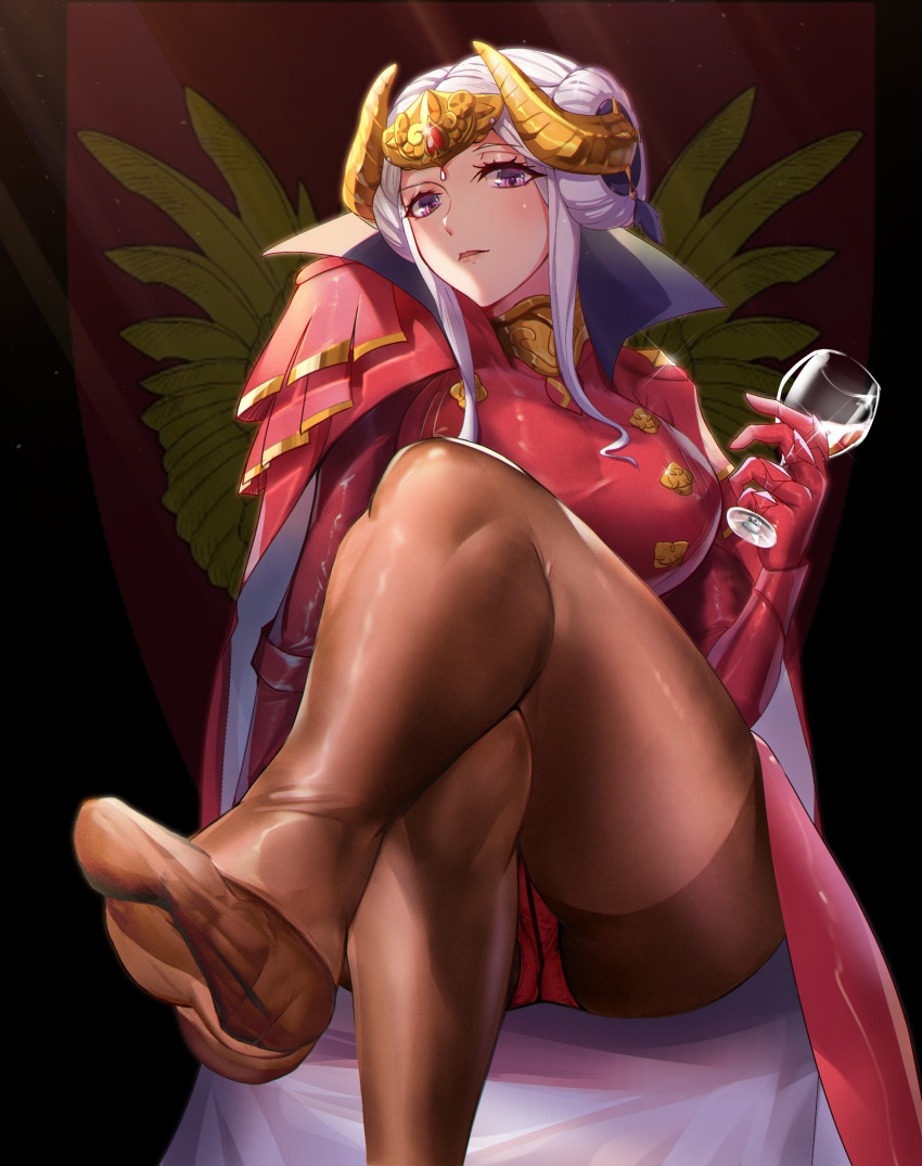 edelgard von hresvelg, feet, female, femdom, fire emblem, fire emblem: three houses, foot fetish, lee domino, nintendo, pantyhose, post-timeskip, wine