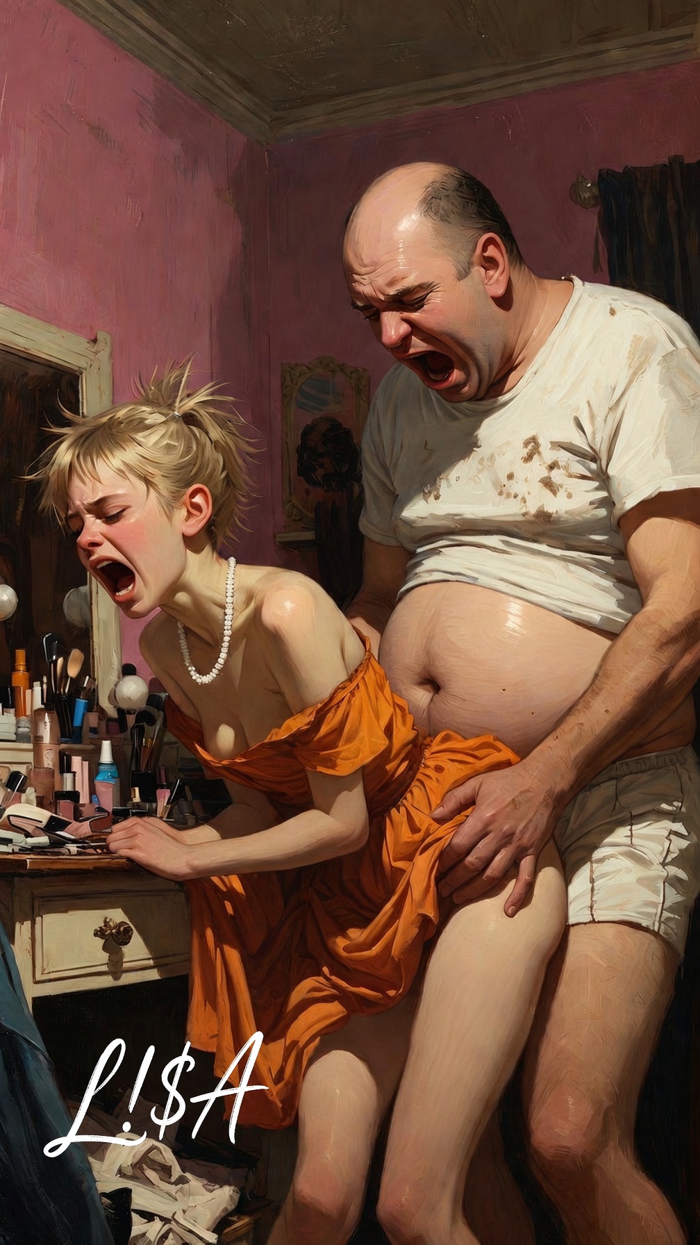 ai generated, blonde hair, cum inside, father and daughter, fucked from behind, homer simpson, incest, lisa simpson, mcgroin83, orgasm, orgasm face, raped female, raped girl, sex, taken from behind, the simpsons