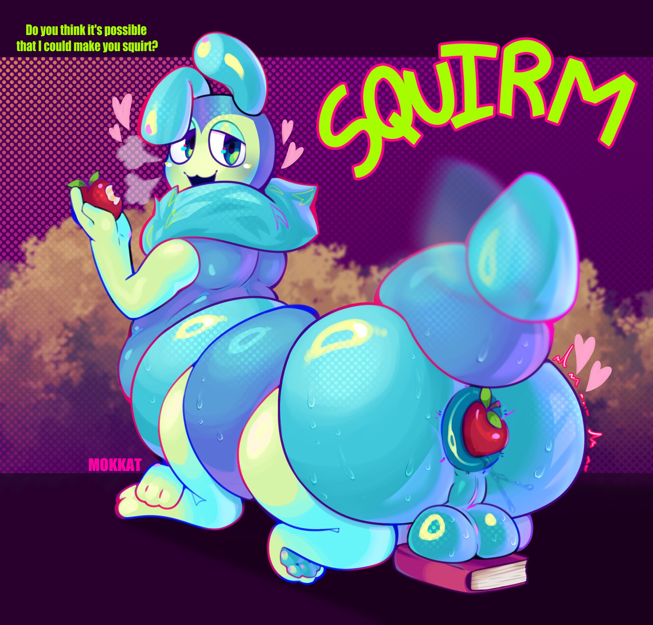 ?, 1boy, 4 legs, 4 toes, ambiguous gender, anon, antennae, antennae (anatomy), anthro, anthro bug, anthro focus, anthro insect, anthro male, anthro only, anus, apple, apple in ass, balls focus, book, bookworm, dandy's world, fruit, insects, laying down, lifting tail, lying, lying down, mokkat, object in ass, object insertion, only male, paw pads, pawpads, solo focus, spots (marking), squirm (dandy's world), tail, tail lift, tail wagging, taur, testicles, video games, worm