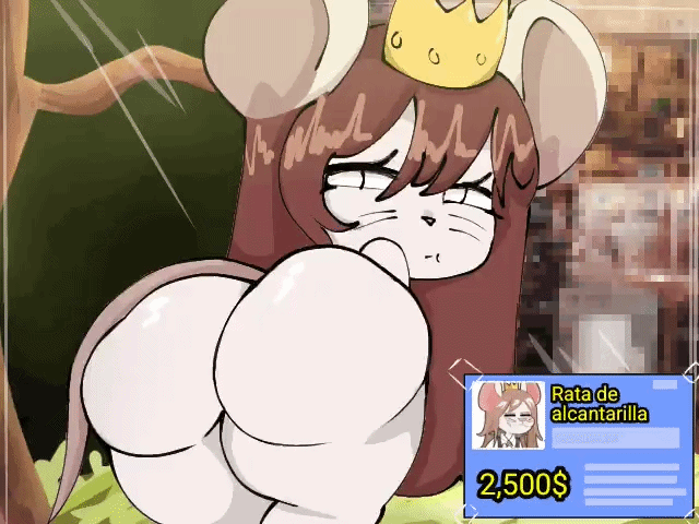animated gif, brown hair, colombian female, crown, cukizilla, cukizilla (ratona), furry, furry female, furry only, gif, hispanic female, hispanic youtuber, kasthiarrtic, micro female, moving ass, perfectos desconocidos, pet shop, rat ears, rat girl, rat tail, spanish text, twerking, youtube hispanic