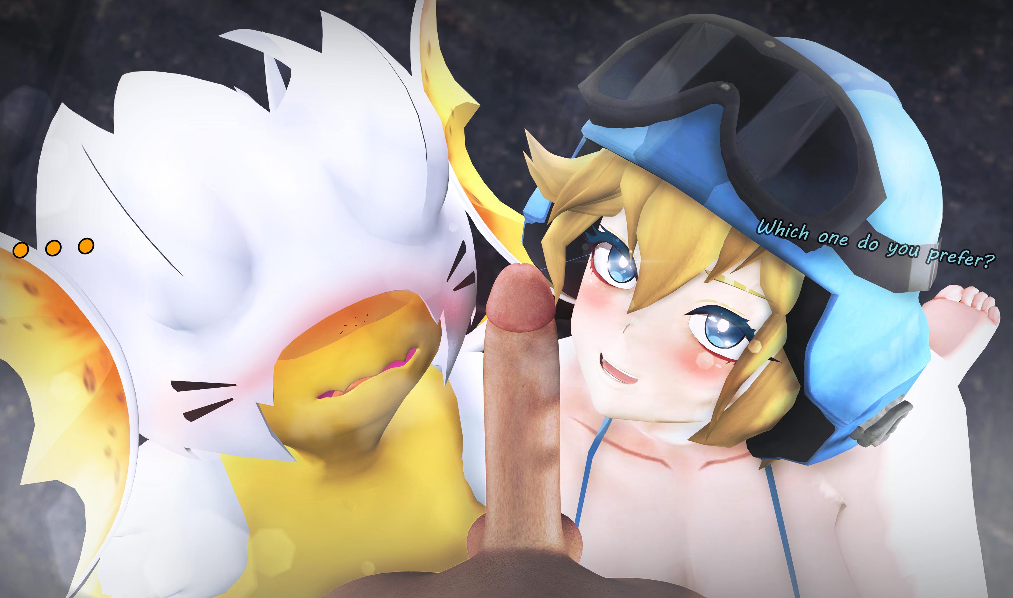 2girls, 2girls1boy, 3d, 3d (artwork), alien, alien girl, blonde hair, blue hat, blush, bug, bug girl, cock, garry's mod, helldivers, helldivers 2, human, humanoid, humanoid penis, hunter-chan (arzyparzy), lisedoub, seaf soldier (helldivers), seaf-chan, tagme, terminid