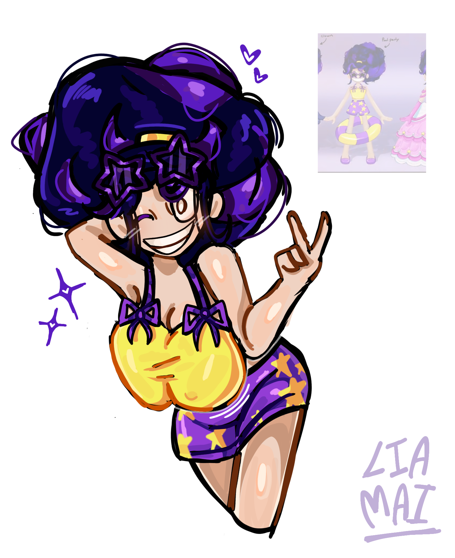 1female, 1females, 1girls, 2026, arm behind head, armpit, artist logo, artist name, artist upload, artist watermark, background, beach outfit, big breasts, bikini top, blush, blush lines, blushing at viewer, blushing female, bun, clothed, clothed female, clothing, detailed shading, digital, digital art, digital drawing, digital drawing (artwork), digital media, digital media (artwork), doll, doll girl, female, female only, glasses, glasses on head, grin, grinning, grinning at viewer, hair bun, hair in bun, happy, happy female, heart, hearts around head, image reference, large boobs, large breasts, large tits, liamai, lily lovebraids, messy hair, messy hair female, one arm behind head, one eye closed, one eye open, peace sign, poppy playtime, poppy playtime (chapter 5), posing, posing for the viewer, reference, reference image, self upload, shorts, simple background, smiling, smiling at viewer, solo, solo female, solo focus, solo girl, sparkles, squished breast, sunglasses, sunglasses on head, tagme, tagme (artist), teeth, teeth showing, watermark, white background, winking, winking at viewer
