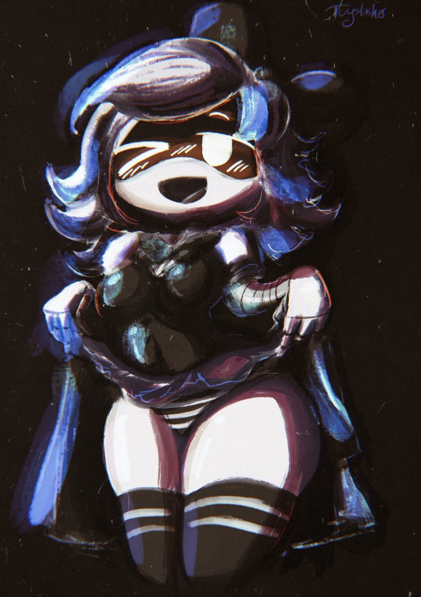1girls, blushing, cyn (murder drones), female focus, female only, grey hair, inviting, inviting to sex, murder drones, revealing underwear, smiling, thick thighs, toyslasher, underwear