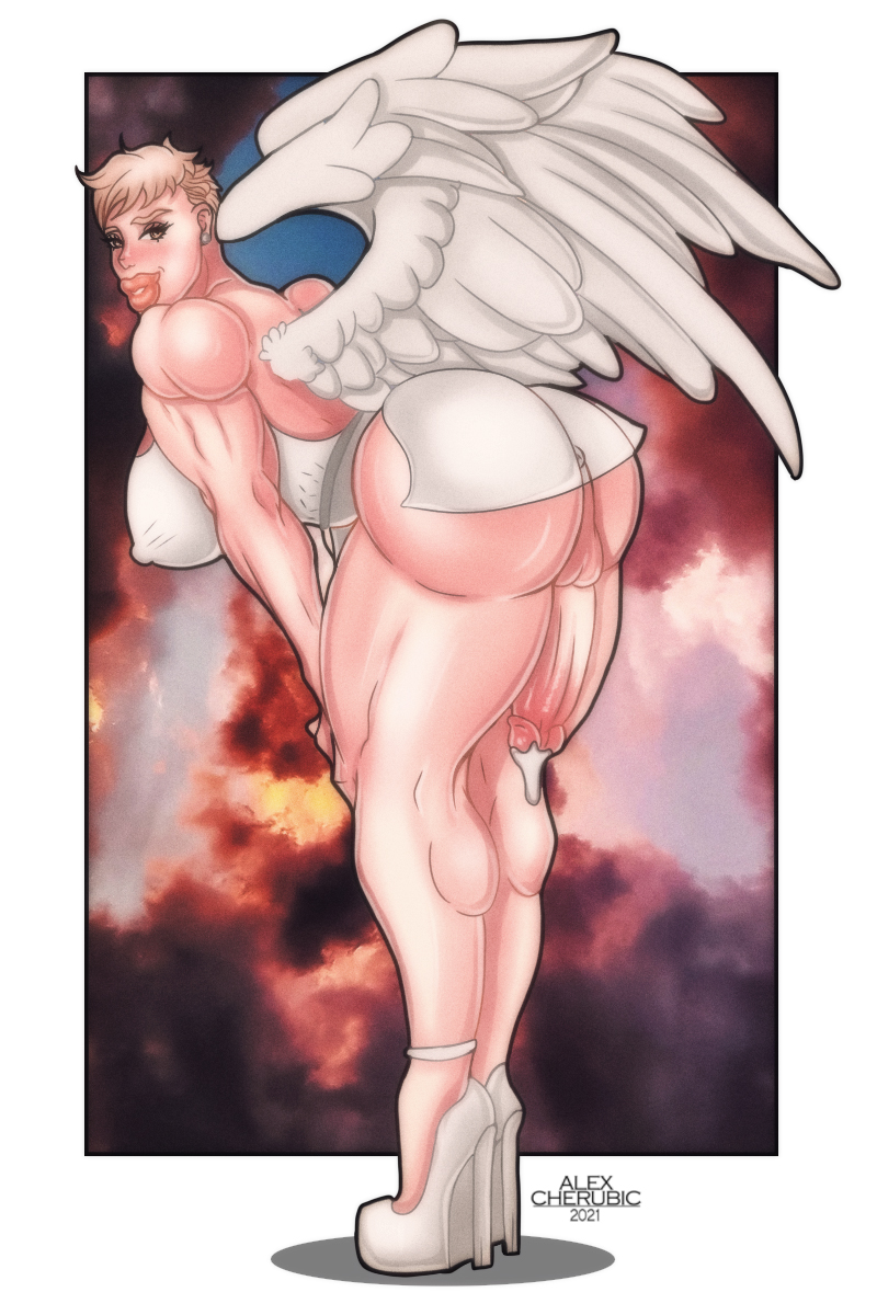 1futa 2021 alexcherubic angel angel_wings erection futa_only futanari huge_ass huge_breasts huge_cock light-skinned_futanari light_skin muscular muscular_arms muscular_futanari muscular_legs sky solo solo_futa