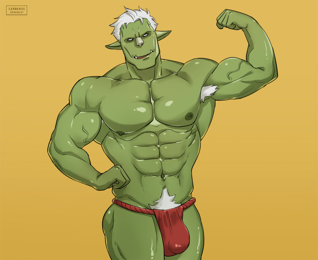 bara biceps bodybuilder bulge cerberus_arts daddy dilf flexing fundoshi goblin goblin_king goblin_male green_skin hairy_armpits happy_trail hobgoblin male male_only muscles muscular muscular_male nipples pecs rigurd shiny_skin smirk solo tensei_shitara_slime_datta_ken that_time_i_got_reincarnated_as_a_slime thong uncle white_hair