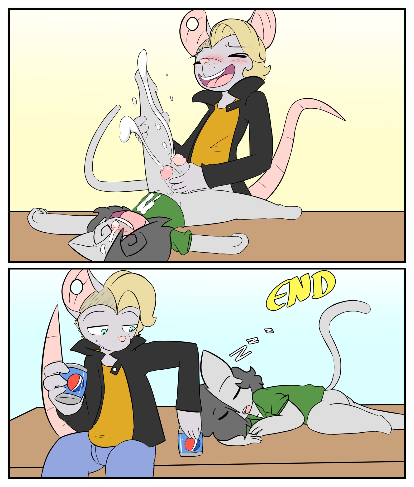 2boys, after anal, after sex, cain (neko3240), cat boy, cat ears, cat tail, catboy, cum, cumshot, frottage, fur, furry, furry only, gay, male, masturbation, neko3240, penis, penis grab, yaoi