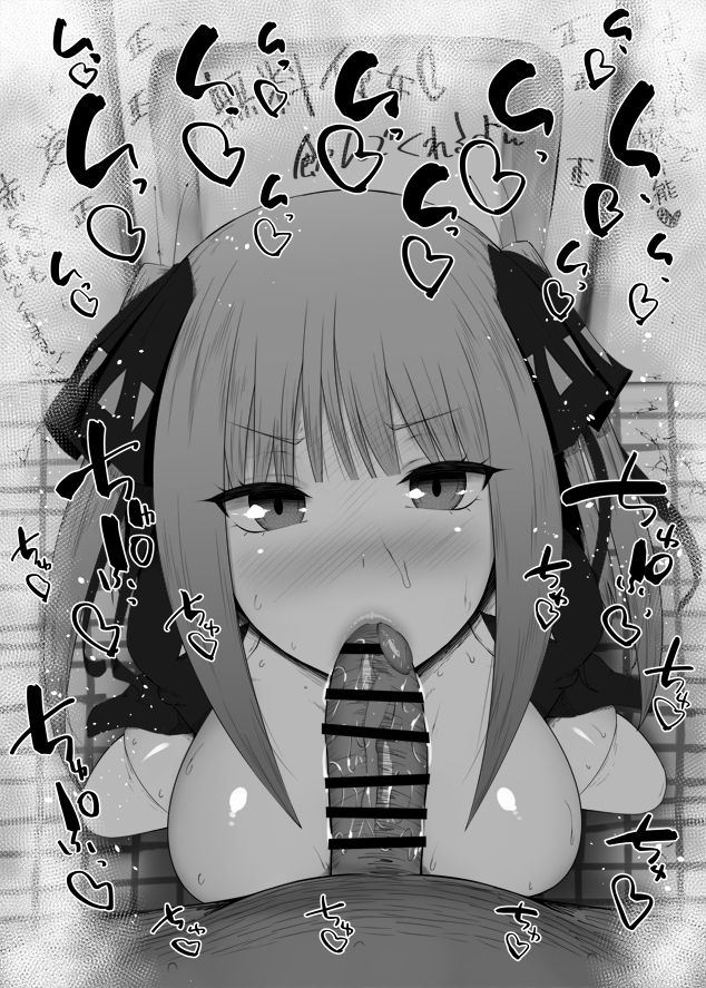 1boy, 1girls, alternate version available, big breasts, big penis, black and white, blowjob, blush, breasts, censored, dark skin, dark-skinned male, detailed background, drooling, eyelashes, fellatio, female, footwear, go-toubun no hanayome, hair ornament, heart, human, indoor, inside, interracial, kurotama, legwear, long hair, looking at viewer, male, male pov, nakano nino, oral, oral sex, penis, room, saliva, shiny, shiny skin, sketch, sound effects, squatting, stockings, sweat, sweater, text, tongue, tongue out, vein, veins, veiny, veiny penis