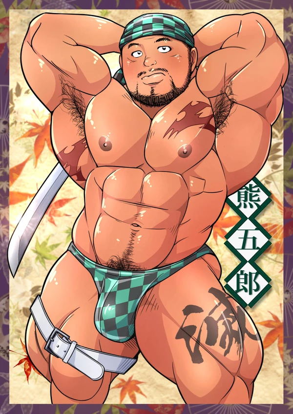 bandana bara beard biceps big_brother bodybuilder bulge bulky calves cosplay crotch daddy dilf facial_hair flaccid flexing hairy hairy_armpits hairy_legs happy_trail kumagorow male male_only male_solo manly muscles muscular muscular_male nipples pecs quads solo solo_male stalky sword thick_legs thick_penis thick_thighs thong uncle