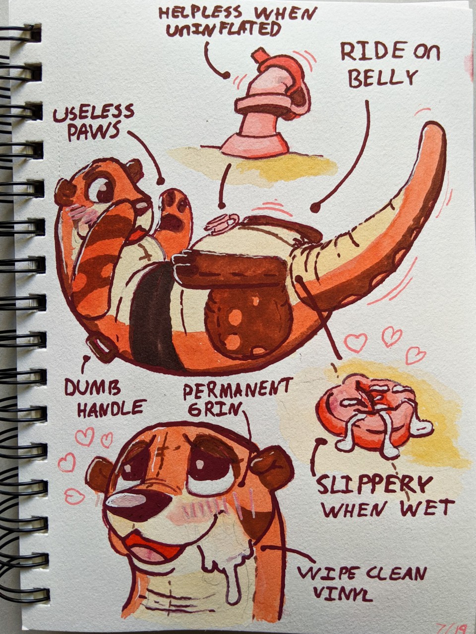 3:4 blush bodily_fluids cum cum_on_face english_text feral genital_fluids hi_res inflatable inflatable_transformation lutrine male mammal mustelid sushiotter_(artist) text valve_nipple