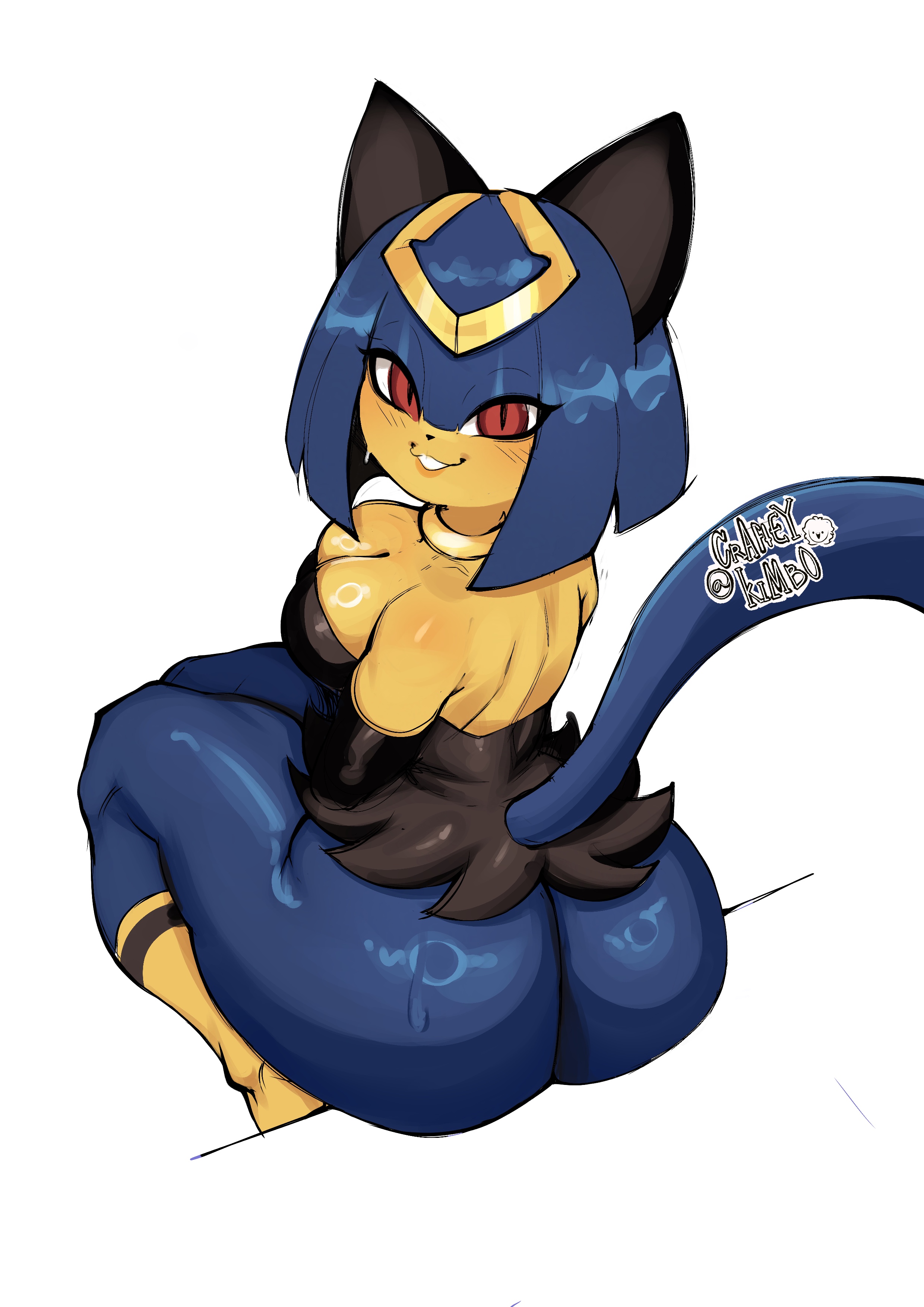 anthro, ass focus, furry, kimboscraft, palworld, sekhmet (pal)