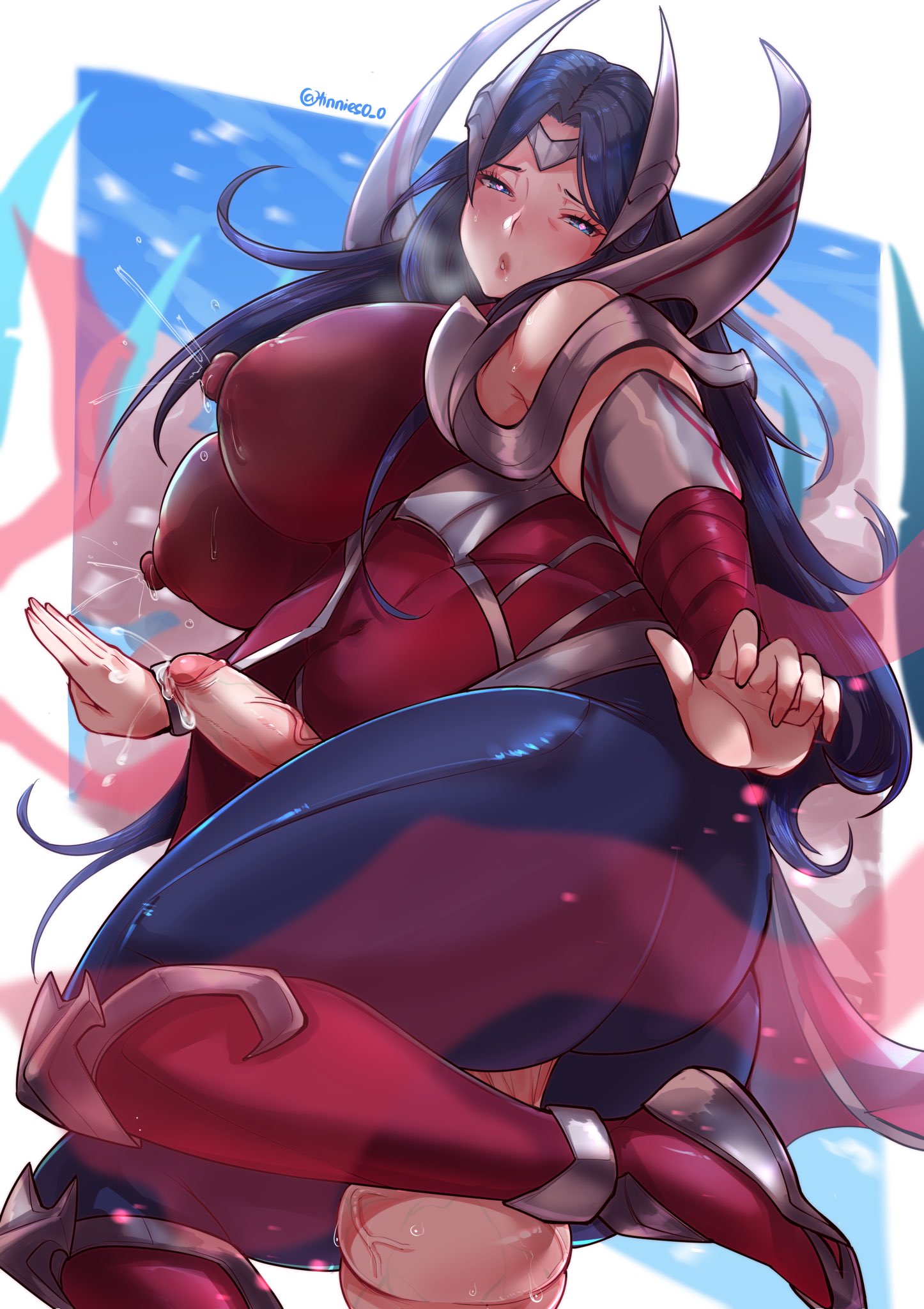 1futa, areola bulge, areolae, ass, balls, big balls, big testicles, breast milk, breasts, clothed, clothing, dickgirl, erect nipples, female, futa only, futanari, huge ass, huge breasts, human, intersex, irelia xan, lactation, league of legends, looking at viewer, looking back, mature, mature futa, milf, milk, mostly clothed, nipples, oversized balls, pale skin, penis, precum, sagging balls, solo, testicles, tinnies