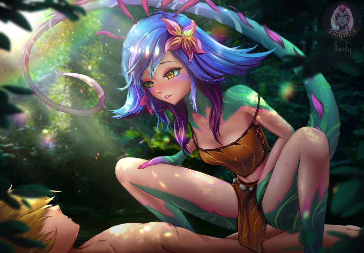 1boy, 1girls, breasts, ezreal, female, league of legends, male, neeko, nude, nude male, penetration, riot games, sainty, sex, small breasts, straight
