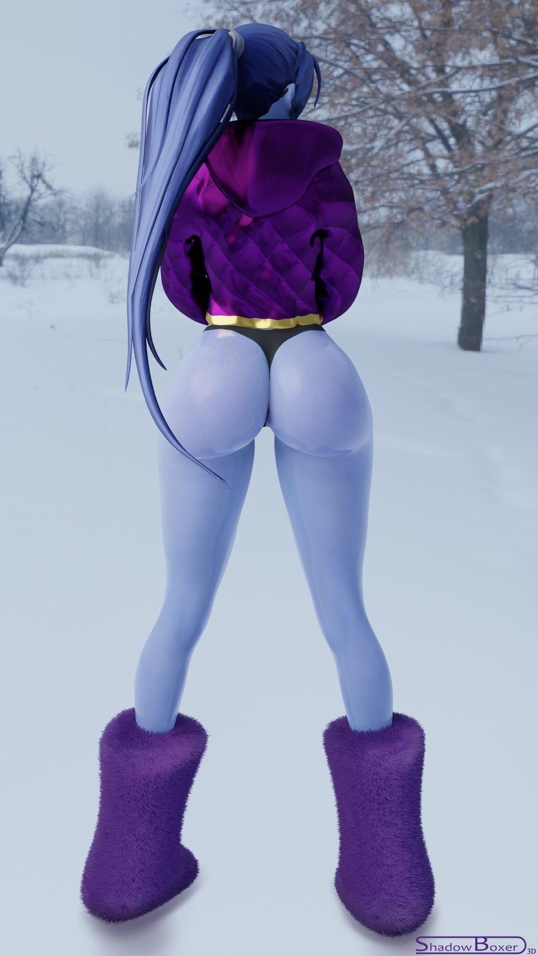 1girls, 3d, blender, female, female only, no pants, overwatch, shadowboxer, thick thighs, wide hips, widowmaker