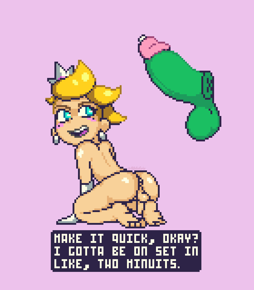 1boy 1futa blonde_hair blue_eyes dickgirl disembodied_penis futanari imminent_sex kneeling knockout_city male male_on_futa nihiloevie on_knees penis pixel_art presenting_anus presenting_hindquarters princess_charm size_difference