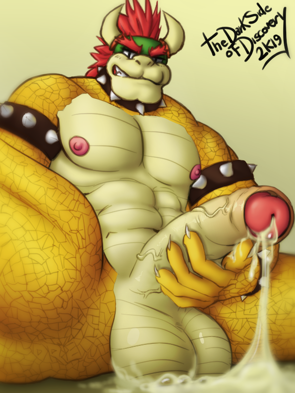 1boy 2019 abs anthro armband balls bara bodily_fluids bowser clenched_teeth collar darksideofdiscovery dripping foreskin genital_fluids genitals hair horn humanoid_genitalia humanoid_penis king koopa male male_only mario_(series) masturbation muscular muscular_anthro muscular_male nintendo nipples nude pecs penile penile_masturbation penis pink_nipples precum precum_drip red_hair royal_rod royalty scales scalie simple_background solo spiked_armband spiked_collar spikes teeth uncut video_games yellow_body yellow_scales