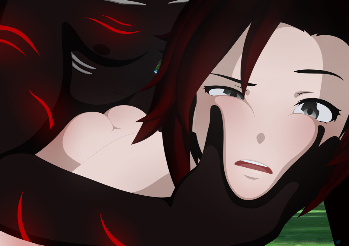 1girls, ahe gao, ambiguous penetration, ass, black hair, domination, female, femsub, grimm (rwby), interspecies, necromalock, red hair, red highlights, ruby rose, rwby, silver eyes, tagme