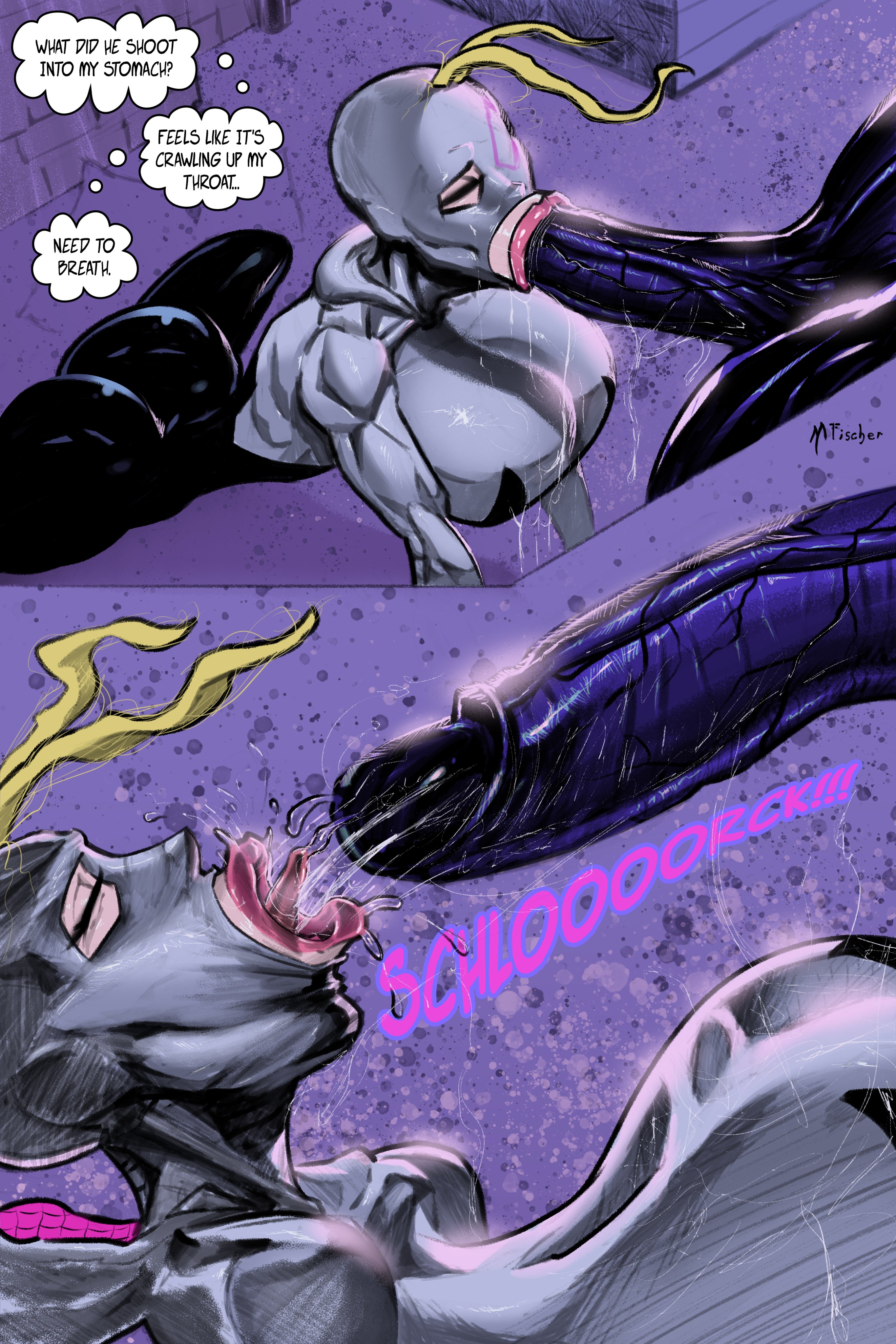 balls, big penis, blowjob, blue eyes, breasts, busty, fellatio, female, gwen stacy, hourglass figure, huge cock, imminent sex, large penis, male, marvel, marvel comics, meinfischer, penis, spider-gwen, spider-man (series), symbiote, tagme, testicles, veiny penis, venom, venom (marvel), venom's kiss (comic), wide hips