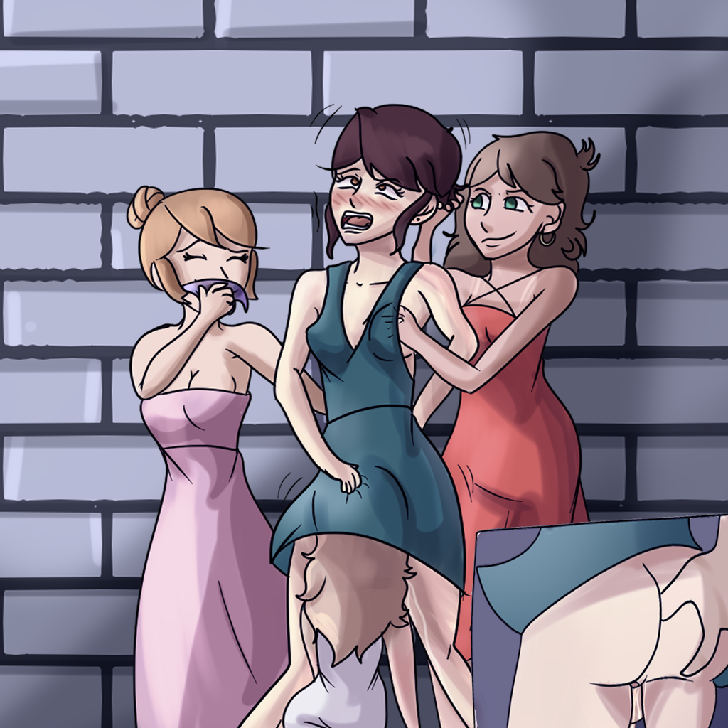 4girls ass_grab blushing breast_grab clothed cunnilingus dress dress_lift droopy_breast exhibitionism forced forced_yuri gangrape grope_from_behind groped group hair_bun hair_grab jaiden_animations medium_breasts multiple_girls oral rape reverse_forced_oral sagging_breasts screaming small_breasts sniffing sniffing_clothes teeth wet_panties wet_pussy youtube youtuber yuri