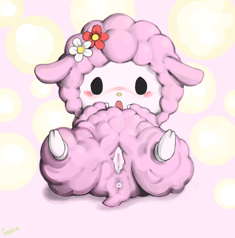 2009 :o anus blush cloven_hooves cute flower_in_hair my_sweet_piano onegai_my_melody piano-chan presenting_anus presenting_pussy sanrio sheep straight_hair tagme welsh_man_dream wet_pussy