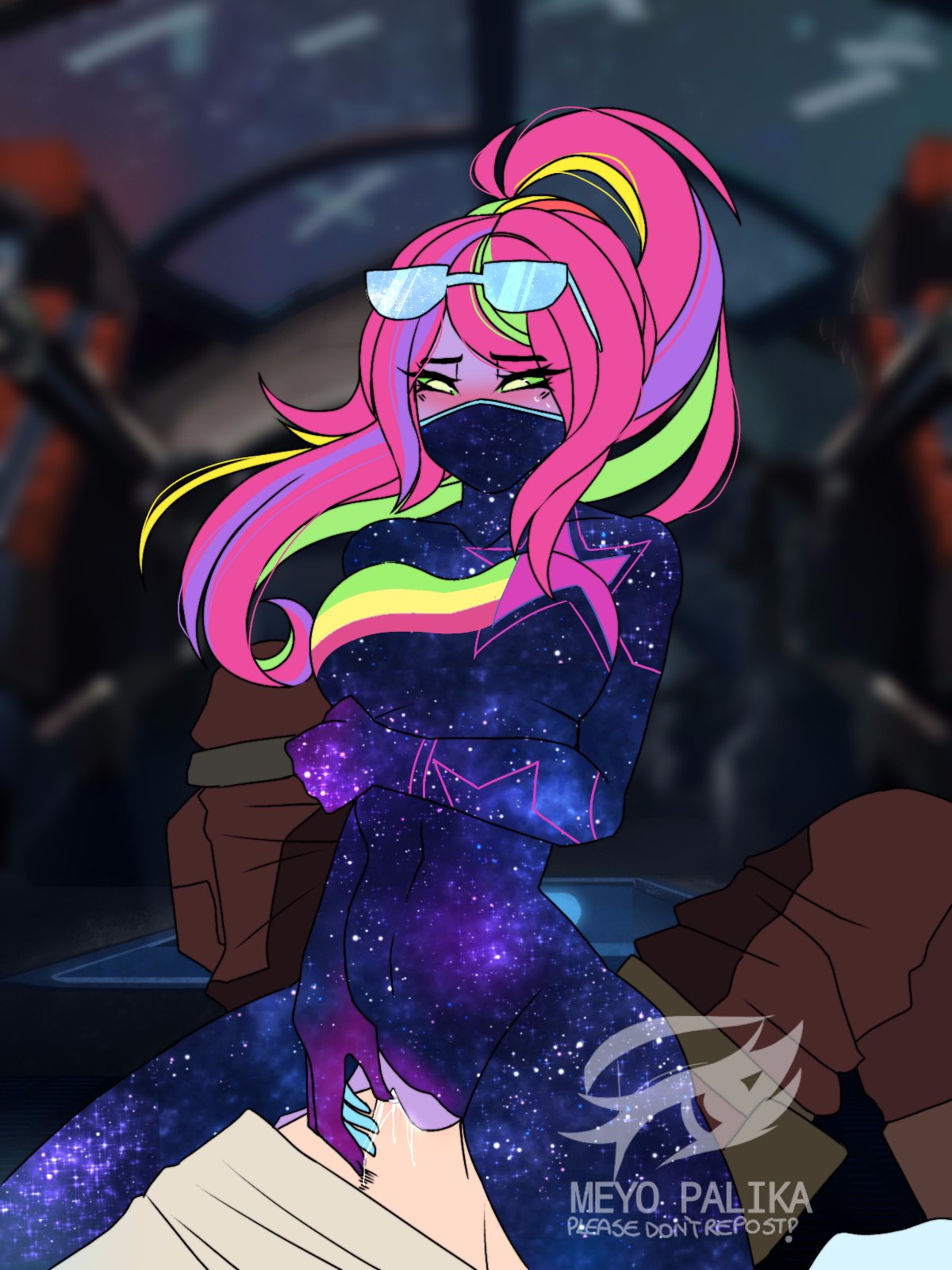 1girls breasts cosmic_skin curvy eyewear_on_head female fortnite galaxia_(fortnite) meyo_palika nude