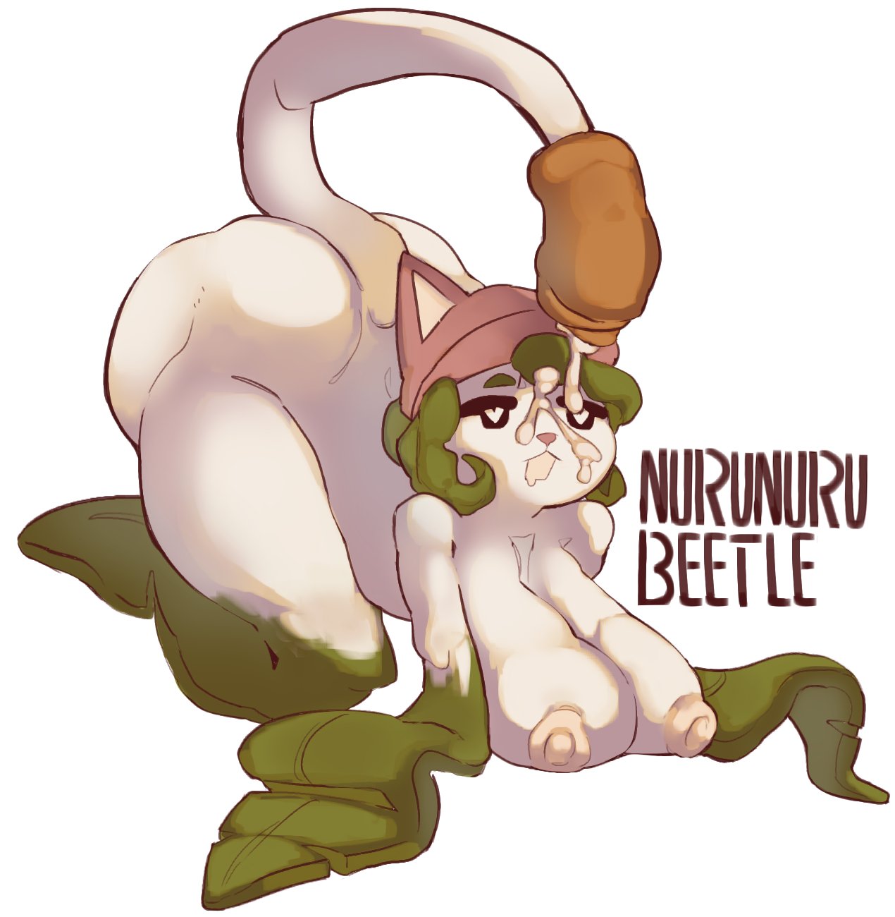 anthro, anthrofied, ass, big breasts, breasts, cattail (pvz), cum, cum on face, electronic arts, female, flora fauna, heart-shaped pupils, huge breasts, nurunurubeetle, plant, plant humanoid, plantie, plants vs zombies, plants vs. zombies, popcap games, text, video game character, video games