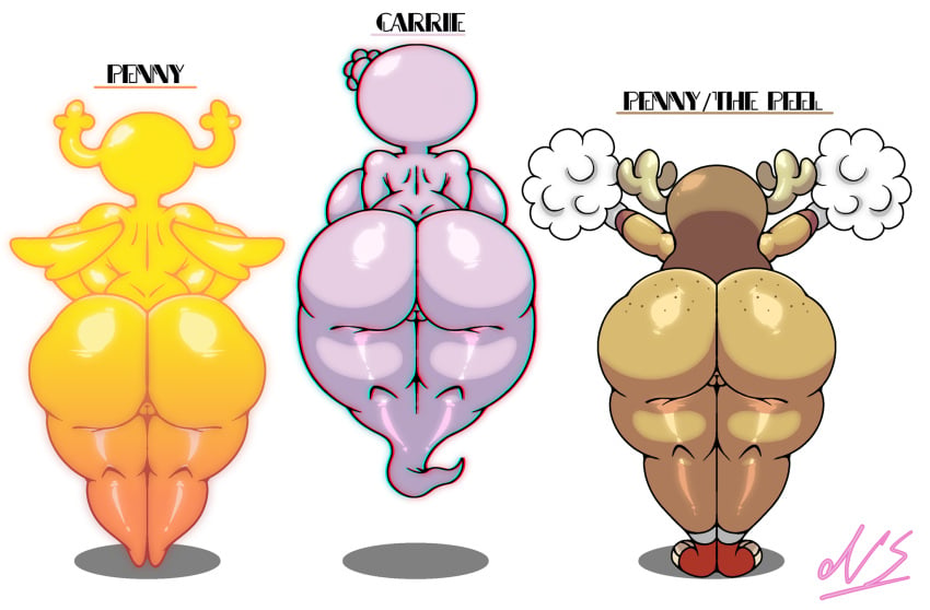 3girls, ass, ass chart, ass focus, back, back view, barefoot, big ass, bubble butt, carrie krueger, cartoon network, completely nude, completely nude female, female, female only, full body, ghost, lineup, naked, naked female, nekosugar, nude, nude female, penny fitzgerald, penny fitzgerald (peanut), pussy, take your pick, the amazing world of gumball, the wonderfully weird world of gumball, thick ass, thick thighs, twitter username, white background, wide hips, wide thighs