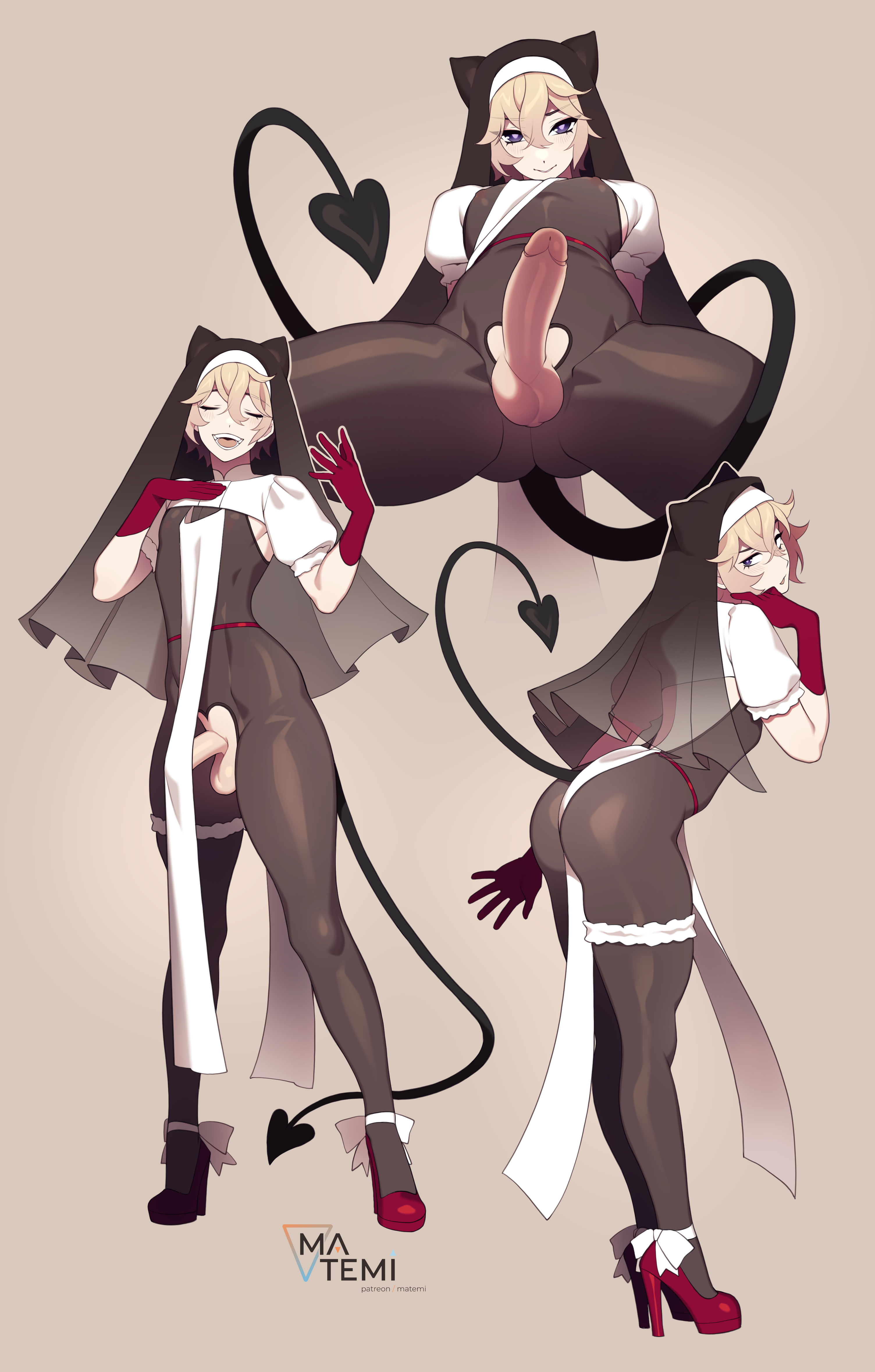 dahlia (genshin impact), femboy, genshin impact, matemi, nun, solo male, twink