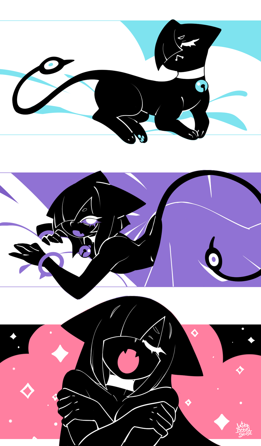 1boy, 1femboy, 1male, arms crossed, bed, bed sheet, blanket, cat boy, cat humanoid, catboy, choker, choker collar, choker only, closed eyes, erotic, eye covering bang, fangs, feline, femboy, femboy focus, femboy only, feminine body, feminine male, furry, furry only, implied sex, kittbetelgeuse, looking at viewer, naked, nude, nude male, pretty boy, sensual, silhouette, silhouetted body, simple background, simple coloring, sparkles, toe beans, tsundere, tsundere face, twink, under blanket, velo (kittbetelgeuse)