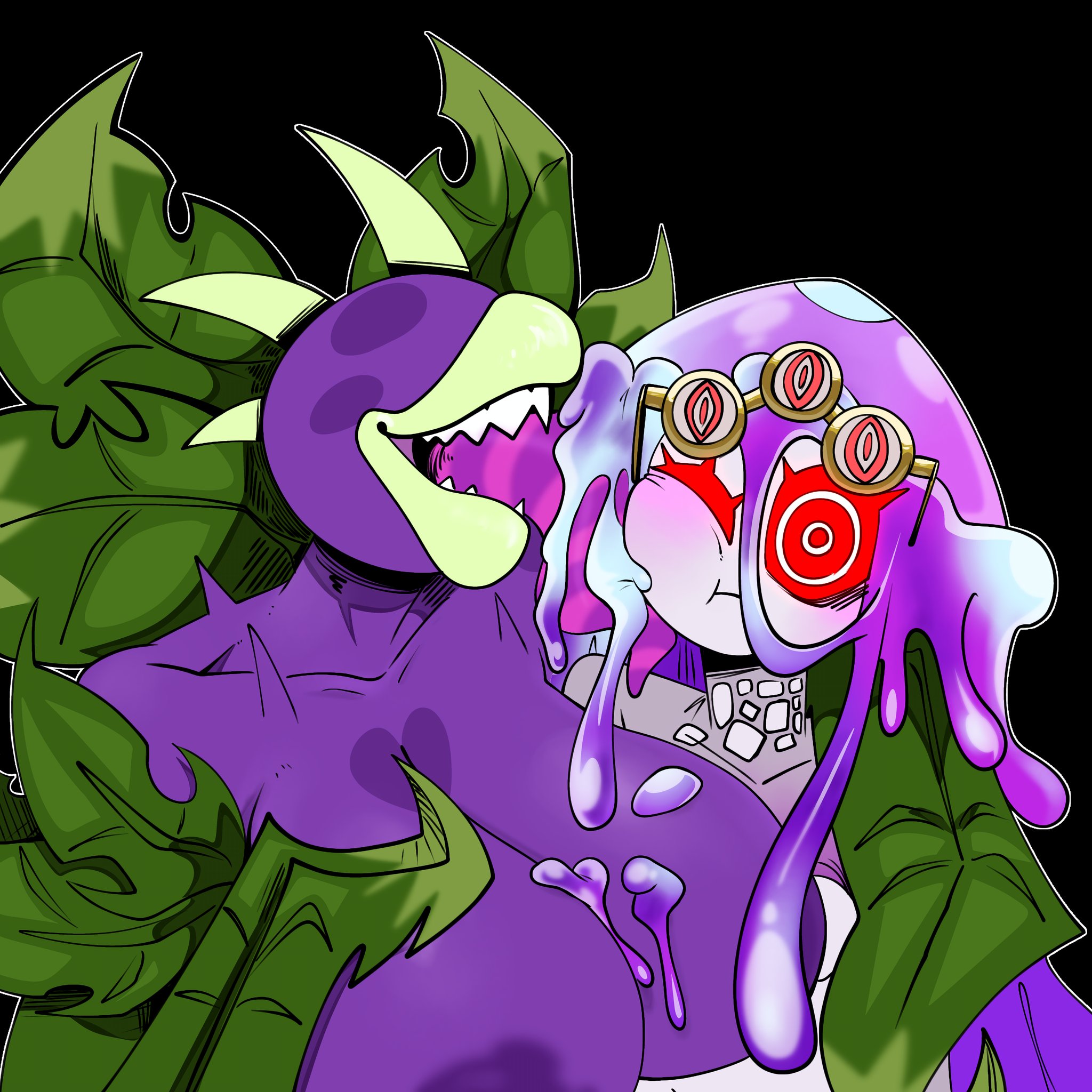 2girls, anthro, anthrofied, ass, big breasts, breasts, chomper (pvz), curvy, electronic arts, female, female only, flora fauna, gallo wazavi, huge breasts, hypno-shroom (pvz), hypnotic eyes, licking, licking face, plant, plant humanoid, plantie, plants vs zombies, plants vs. zombies, popcap, popcap games, video game character, video games, wholesome, yuri