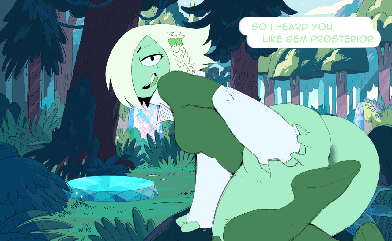 anus, anus peek, ass, ass grab, ass spread, big ass, chrys (valavari), gem (species), gemsona, green hair, green skin, presenting anus, steven universe, valavari