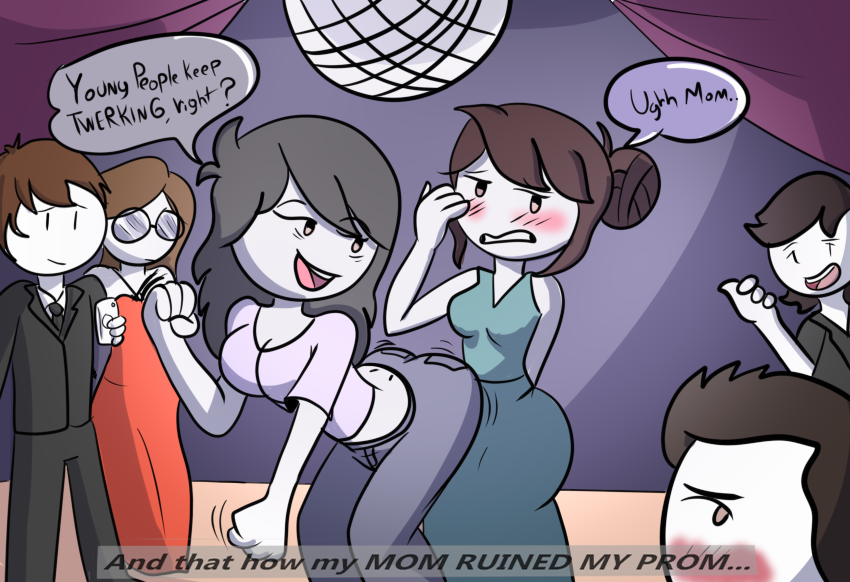 ass_focus big_ass big_breasts blue_jeans blush bouncing_ass brother brother_and_sister busty clothing colored_sketch comic disco_ball dress edit embarrassed fully_clothed hair_bun jaiden jaiden_animations jaiden_brother jaidens_mom long_hair looking_back midriff milf mother mother_and_child mother_and_daughter phone prom_dress public recording school semidraws shy sketch somebodyendme18 text twerking voyeur youtube youtuber