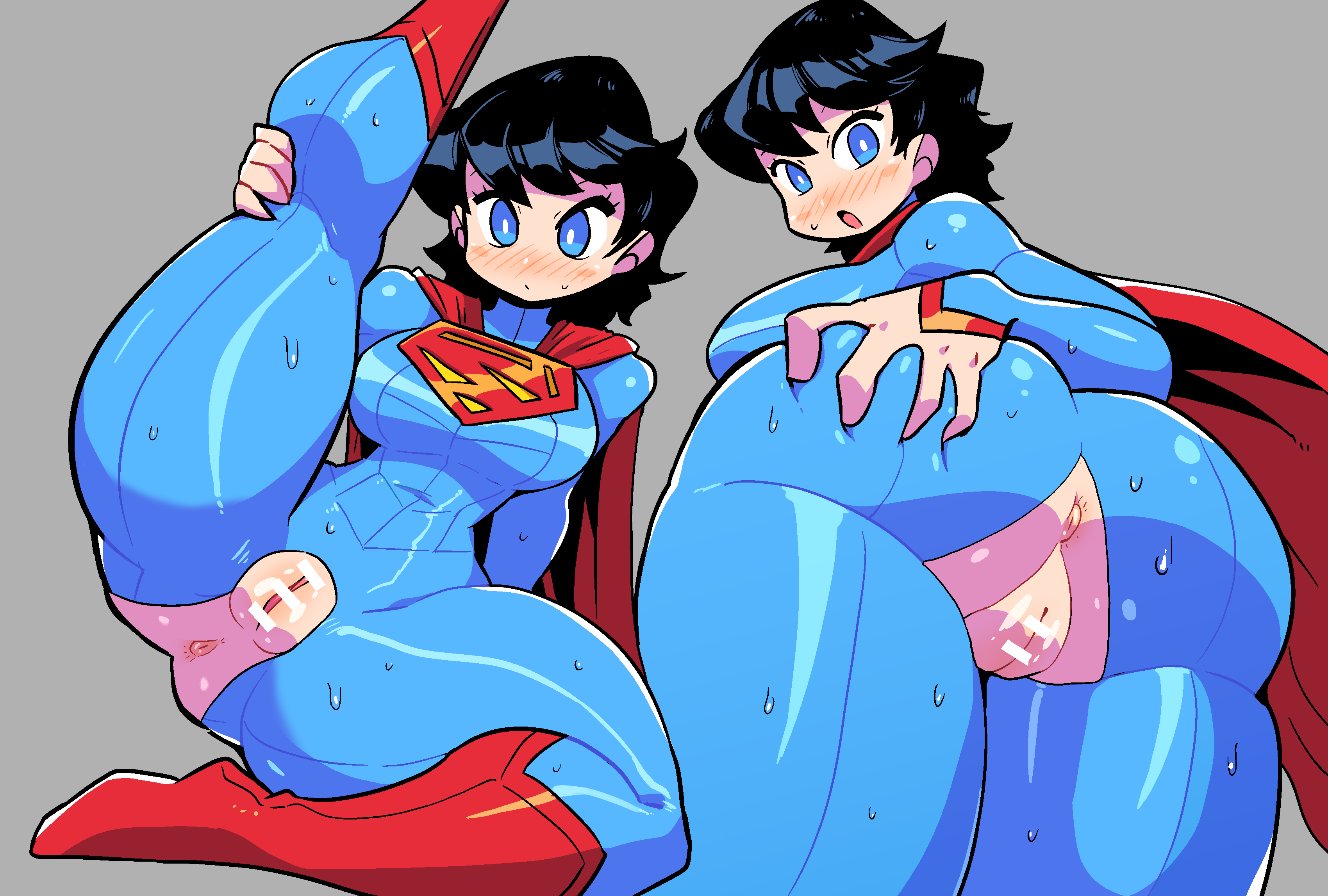 1girls, anus, ass, big ass, breasts, censored, clara kent, clark kent, crap-man, dc, dc comics, female, female only, kal-el, leg up, presenting, presenting hindquarters, pussy, rule 63, superman, superman (clark kent), superman (series), superwoman