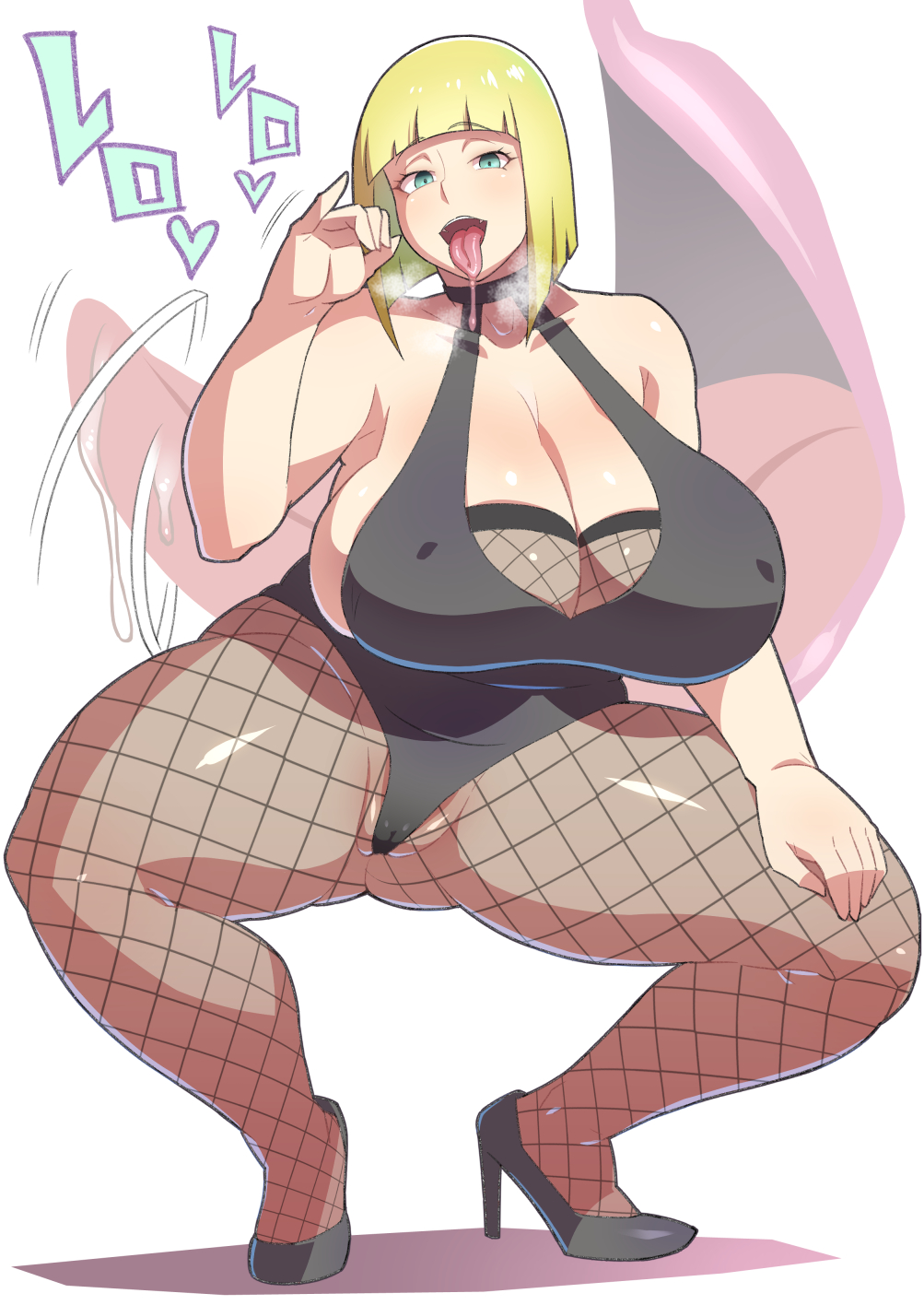 1girls, bare shoulders, bbw, big breasts, blonde female, blonde hair, blue eyes, blunt bangs, bob cut, breasts, breath, cameltoe, cleavage, close-up, drooling, fellatio gesture, female, female only, fishnet pantyhose, fishnets, footwear, heavy breathing, heels, high heels, huge breasts, large breasts, leotard, long hair, looking at viewer, naruto, naruto (series), naruto shippuden, nipples, nise96, open mouth, oral invitation, pussy, saliva, samui, sfw, squatting, standing, thick thighs, tongue, tongue out, visible breath, voluptuous, wide hips, zoom layer