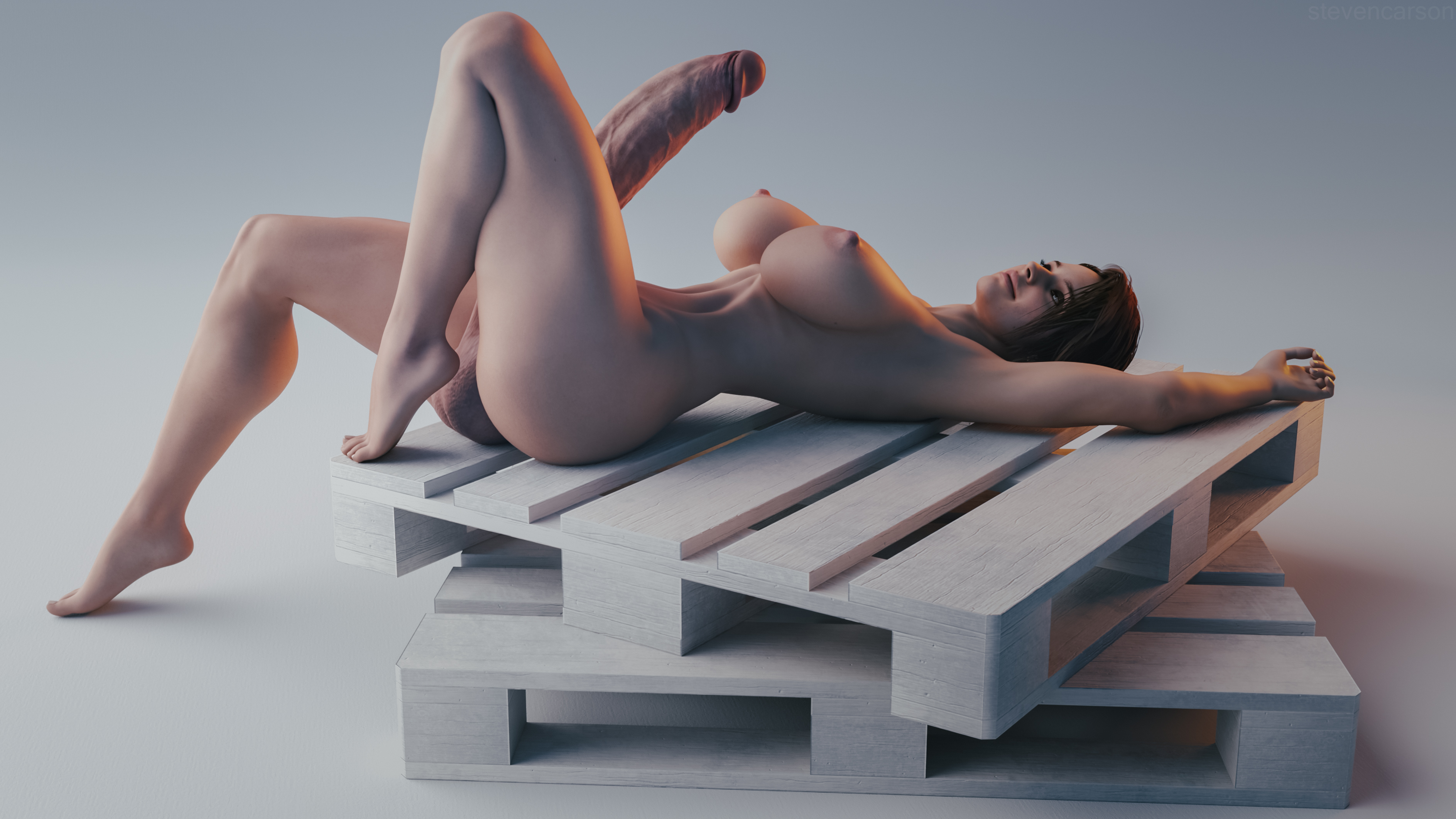 1futa, 3d, absurdres, areolae, ass, balls, blue eyes, breasts, brown hair, capcom, completely nude, curvy, erect nipples, erection, futa only, futa sans pussy, futanari, highres, huge balls, huge breasts, huge cock, human, hyper, hyper penis, intersex, jill valentine, jill valentine (sasha zotova), large ass, lying on back, nipples, nude, penis, realistic, resident evil, resident evil 3, resident evil 3 remake, short hair, solo, solo futa, stevencarson, straight hair, testicles, wide hips