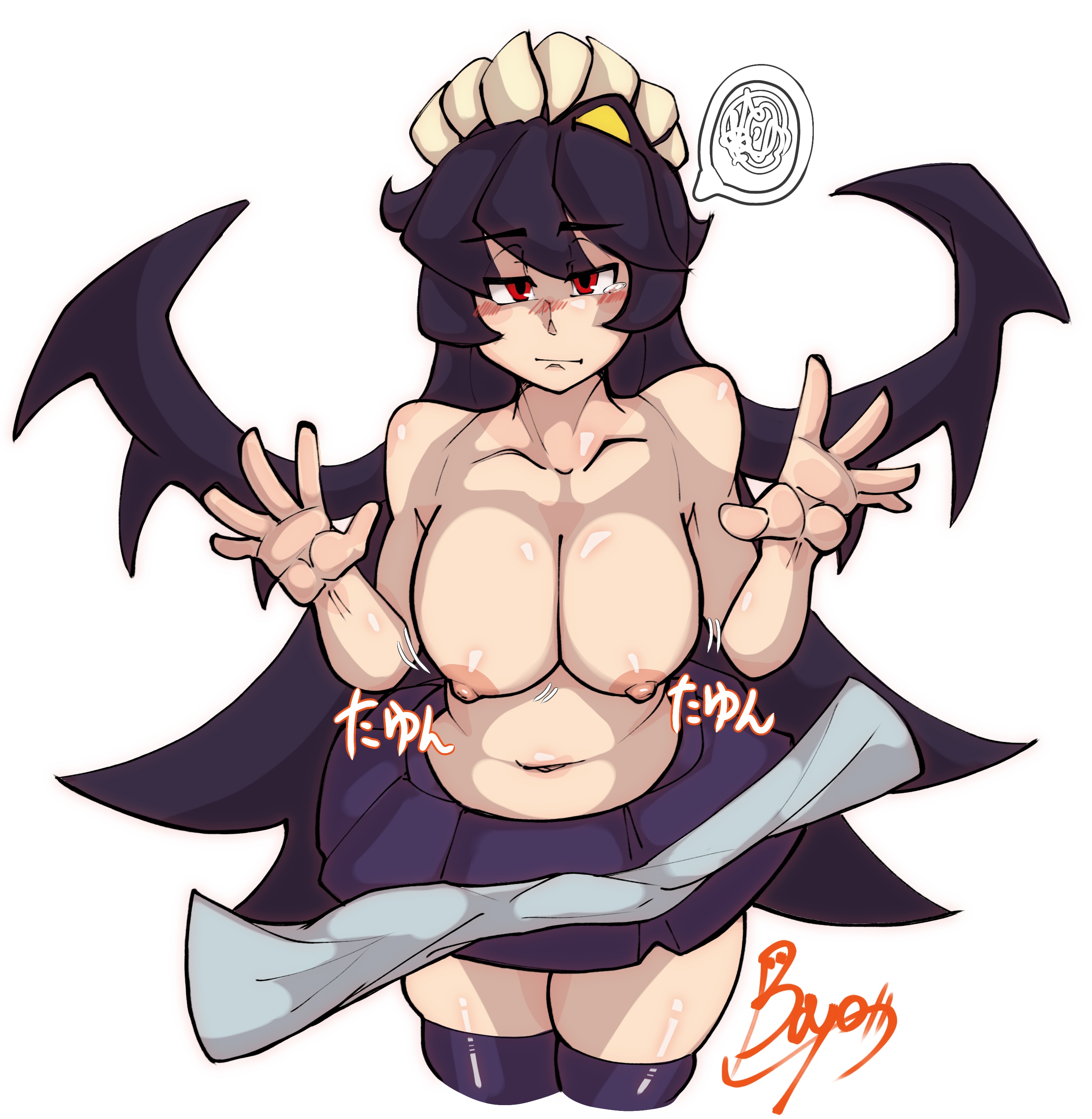 bayonetto, blush, breasts, female, filia (skullgirls), nipples, samson (skullgirls), skullgirls, topless
