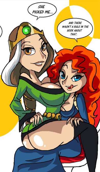 2girls ass big_ass brave brown_hair daughter disney disney_princess dress_lift implied_incest incest large_ass licking_lips manic47 merida milf mother_and_daughter pixar queen_elinor red_hair seductive_smile sitting_on_lap straight_hair teenager yuri