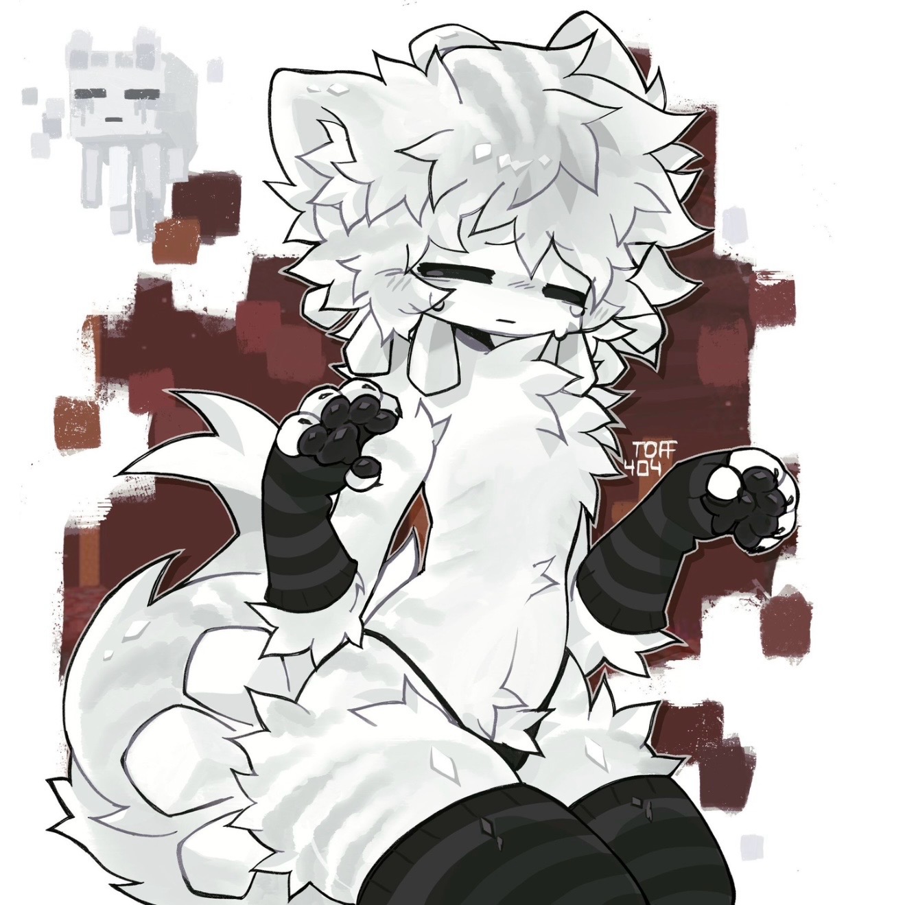 1boy, 1femboy, femboy, furry, furry femboy, ghast (minecraft), male, minecraft, sfw, suggestive, suggestive look, suggestive pose, toff404, toff404 (artist)