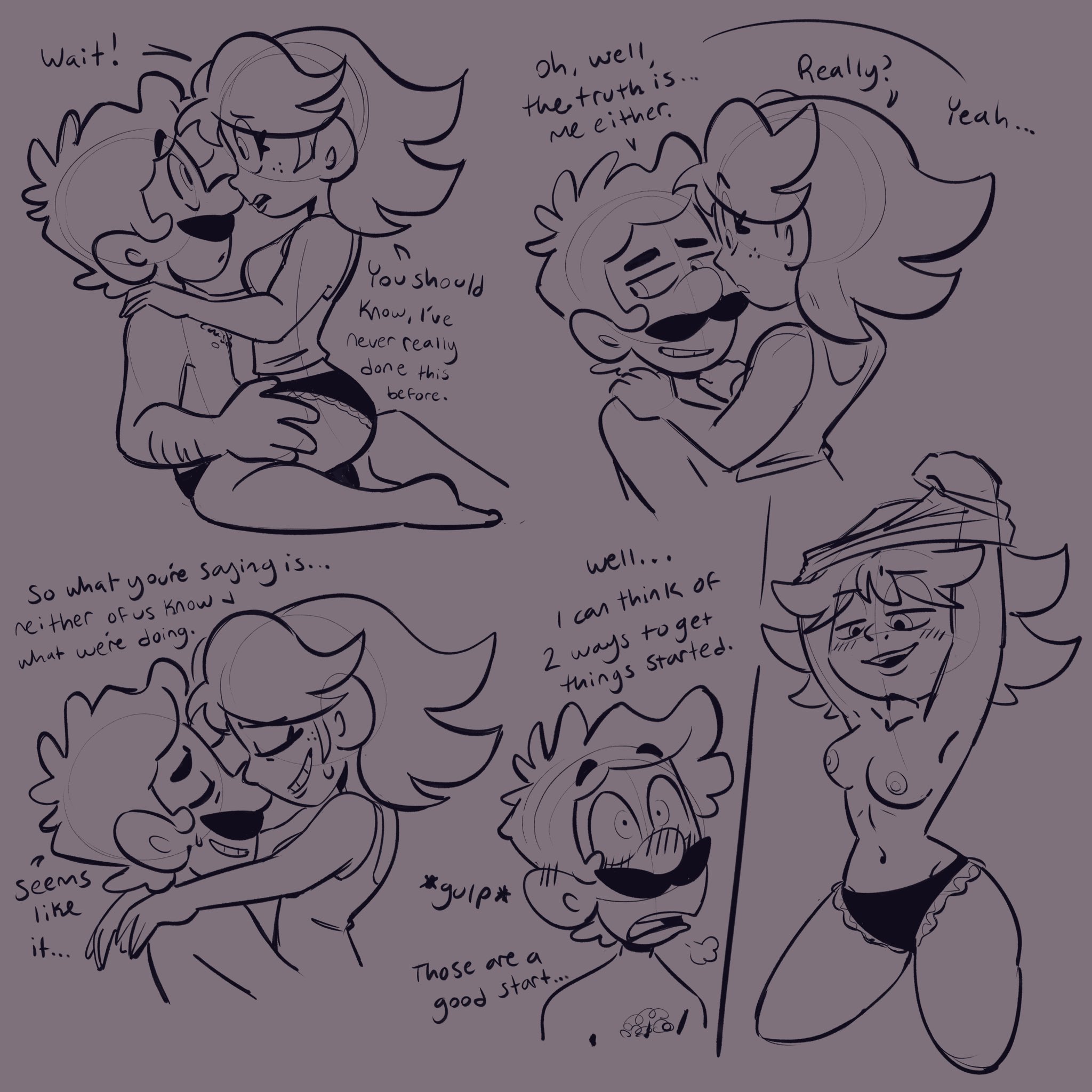 1boy, 1girls, adorable, barefoot, before sex, blush, breasts, canon couple, clothing, couple, female, first time, first time sex, half naked, half naked female, half naked male, half nude, hug, hugging, ilikeluigibooty, love, luigi, male, mario (series), monochrome, nintendo, nipples, panties, presenting boobs, presenting breasts, princess daisy, simple background, underwear, undressing, undressing self, virgin, virgin female, virgin male, wholesome