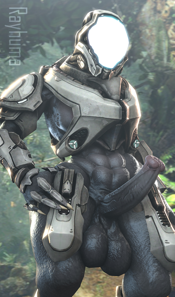 1boy, 3d, abs, alien, armor, balls, big balls, big penis, face covered, gay, grey skin, halo (game), halo (series), hand on hip, helmet, large penis, male, male only, no humans, outside, penis, rayhuma, sangheili, sfm, sharp fingernails, source filmmaker, thick, thick thighs, thighs, watermark, wide hips