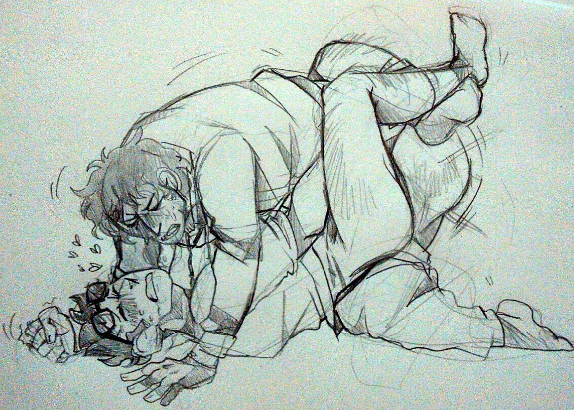 2boys, anal, artist request, black hair, dead by daylight, dwake, dwight fairfield, gay, glasses, greyscale, heart, horror, jake park, male, male focus, partially clothed, pencil (artwork), rough, socks, sweat, traditional media (artwork), yaoi