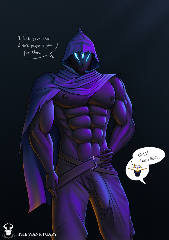 abs, big penis, bulge, cypher (valorant), demon, demon boy, gay, huge cock, male, male only, muscular, muscular male, omen (valorant), penis, valorant