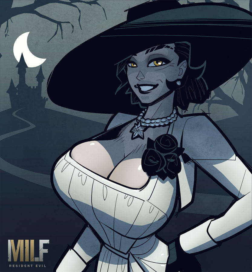 1girls, 2021, alcina dimitrescu, balsamique, big breasts, black hair, breasts, bursting breasts, busty, capcom, cleavage, dress, female, female only, giantess, gloves, hat, hips, hourglass figure, large breasts, light skin, light-skinned female, lips, lipstick, looking at viewer, pale skin, pale-skinned female, resident evil, resident evil 8: village, white skin, wide hips, yellow eyes