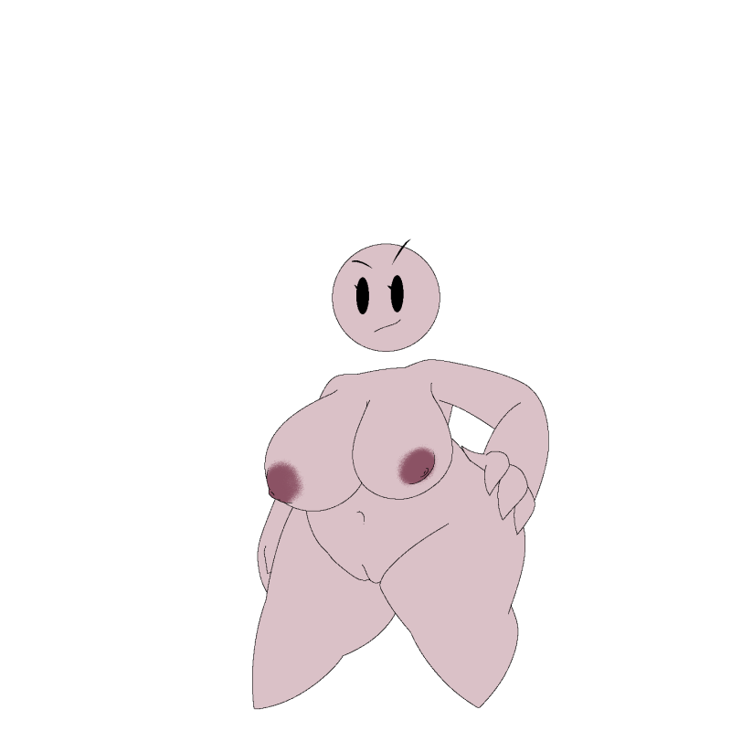 breasts disembodied_head fat female floating_head genitals hand_on_hip humanoid not_furry potatochip_(artist) pussy redell_(potatochip) short shortstack slightly_chubby smile smirk solo unknown_species wide_hips